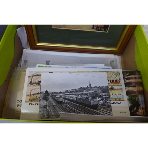 699 - Railway ephemera; a box of railway ephemera with official forms, postcards, re-print photographs of ... 