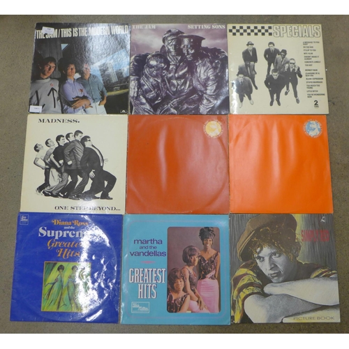 732 - Nine Mod/Soul LP records including The Jam, Specials, The Who, Martha Reeves, etc.