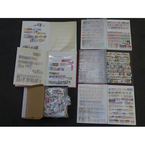 746 - Five stamp books including Europe, Commonwealth, worldwide and a box of loose stamps