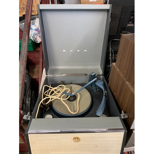 2273 - Two slide projectors and vintage Bush portable record player - one failed electrical safety test due... 