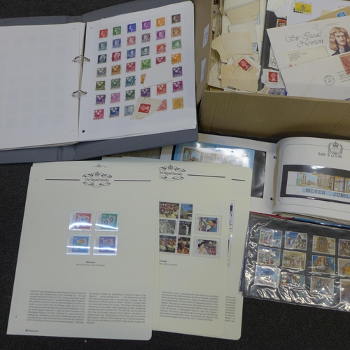 765 - Stamps; a box of stamps, covers, etc., loose and in albums