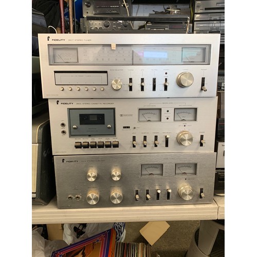 2274 - Retro/1970's Fidelity brushed chrome 350T stereo tuner, 350c stereo cassette recorder (Dolby) and ma... 