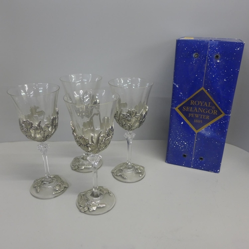 782 - A collection of six Royal Selangor pewter glasses, boxed