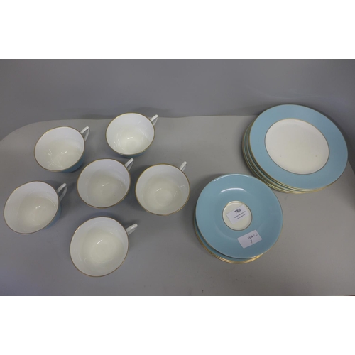 786 - A six setting Royal Doulton tea set, six side plates, six cups and six saucers