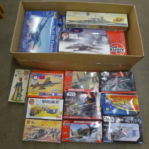 796 - A collection of model kits, Airfix and Revell, including two Revell Star Wars