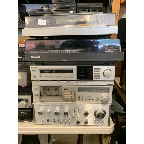 2276 - 5 Retro Hitachi separates: amplifier HA-610, cassette deck D-E55, tuner HTA 4000 and two record deck... 