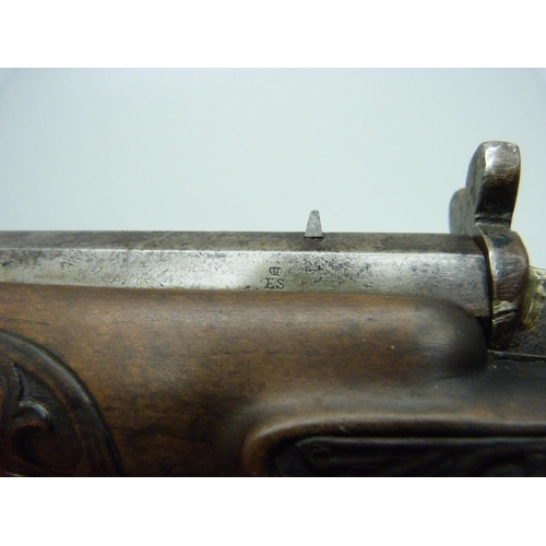 828 - A circa 1900 Belgian gallery pistol, 38cm