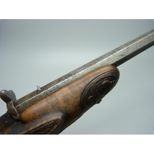 828 - A circa 1900 Belgian gallery pistol, 38cm