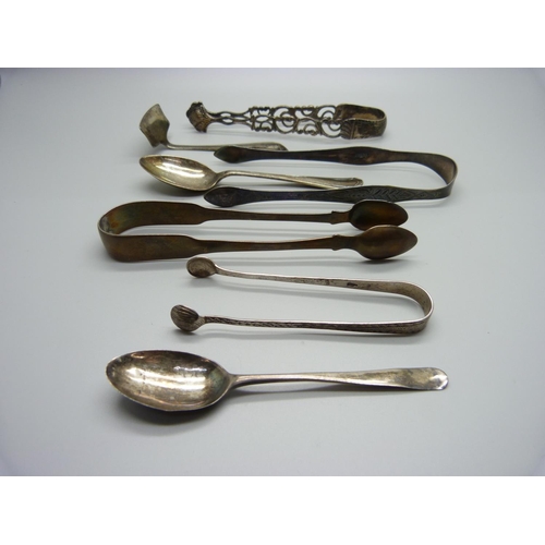 861 - Silver items including Georgian sugar bows, 158g