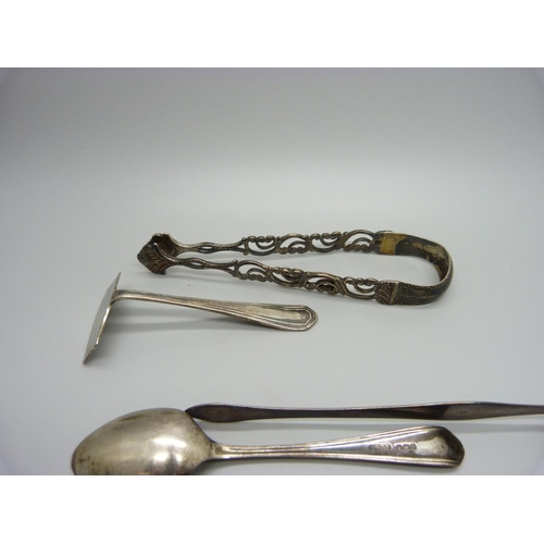 861 - Silver items including Georgian sugar bows, 158g