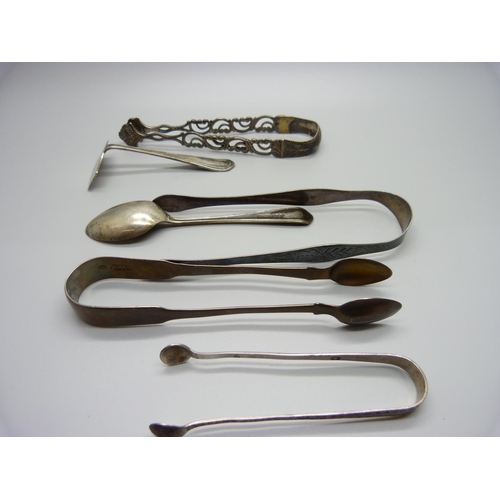 861 - Silver items including Georgian sugar bows, 158g