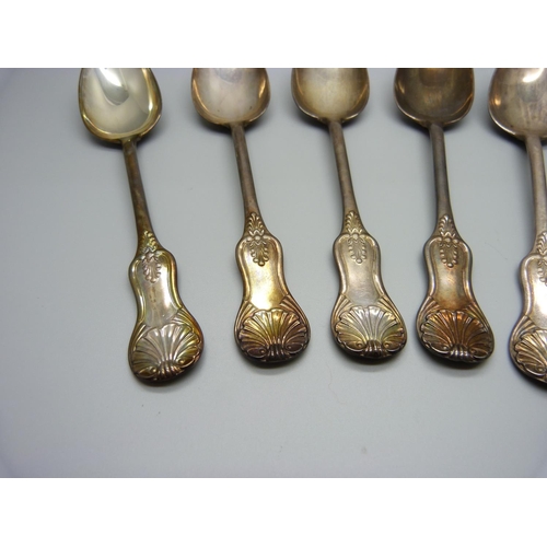 867 - A set of six Victorian Scottish silver spoons, Glasgow 1844, 327g