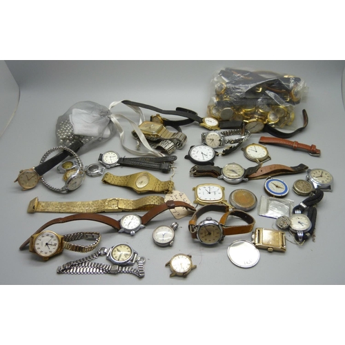 869 - A collection of lady's wristwatches and parts, a/f