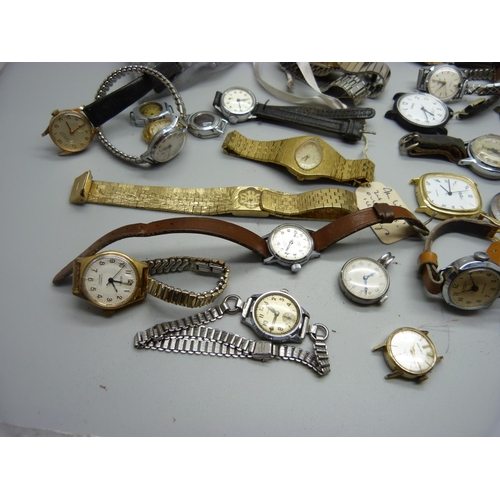 869 - A collection of lady's wristwatches and parts, a/f