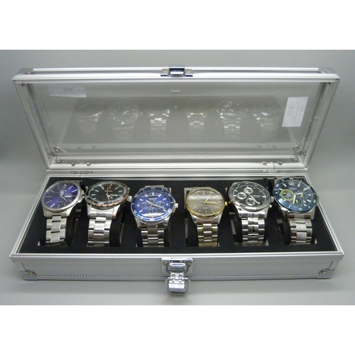 894 - A case of six wristwatches, all Sekonda