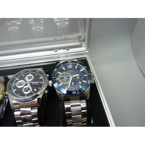 894 - A case of six wristwatches, all Sekonda