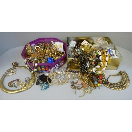 908 - Two boxes of costume jewellery