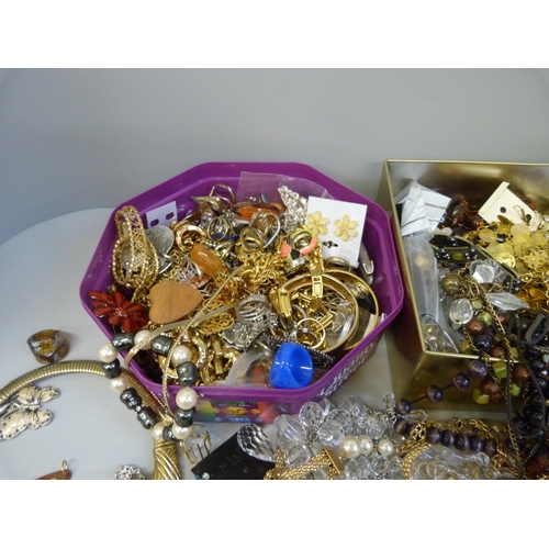 908 - Two boxes of costume jewellery