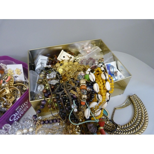 908 - Two boxes of costume jewellery