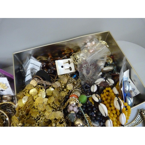 908 - Two boxes of costume jewellery