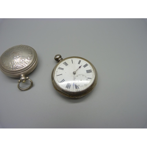 945 - A silver pocket watch and an 800 silver watch case