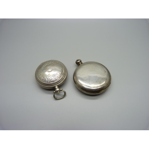 945 - A silver pocket watch and an 800 silver watch case