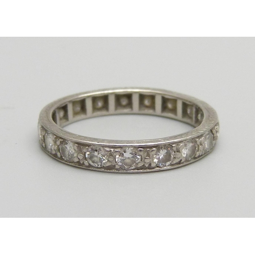 965 - A platinum and diamond eternity ring, with copy of insurance valuation dated 2016 for £4.500, 4.2g, ... 