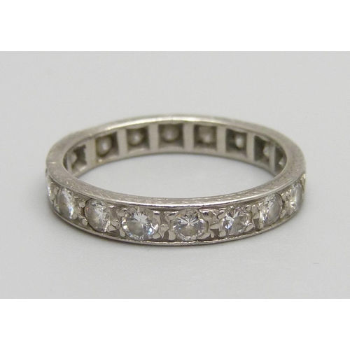 965 - A platinum and diamond eternity ring, with copy of insurance valuation dated 2016 for £4.500, 4.2g, ... 