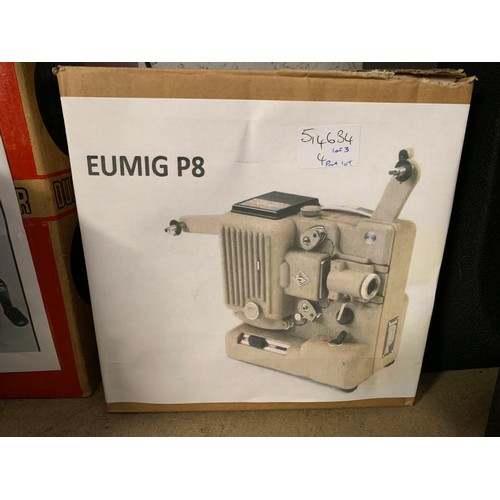 2302 - Eumig P8 8mm line projector, Eumig mark S - super 8 projector, with reels, power supply and spare bu... 