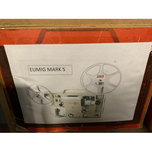 2302 - Eumig P8 8mm line projector, Eumig mark S - super 8 projector, with reels, power supply and spare bu... 