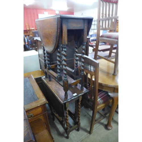 182 - Two small oak barleytwist gateleg tables