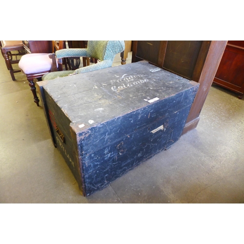 190 - A 19th Century painted pine ships chest