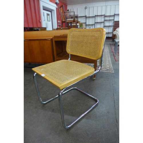 22 - A Marcel Breuer style beech, chrome and bergere cantilever chair