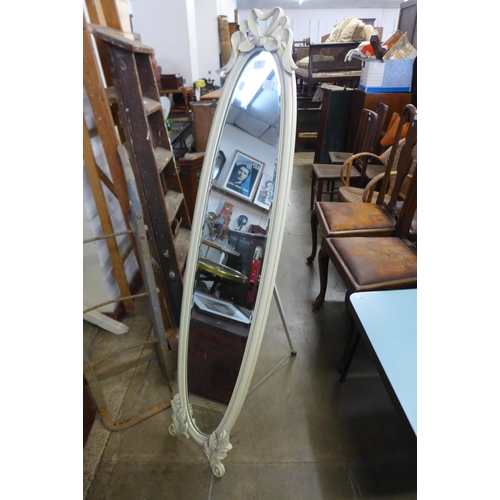 232 - A cream painted cheval mirror