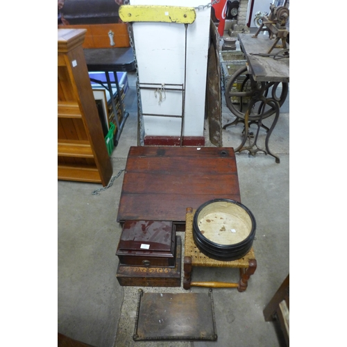 246 - A mahogany lectern, stool, etc., (7 pieces)