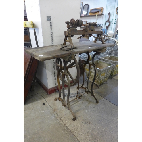 247 - A vintage lathe on cast iron stand