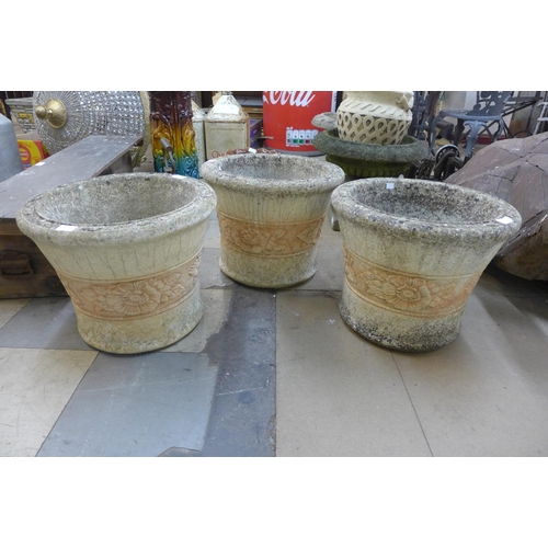 260 - A set of three willow stone T-12 garden planters