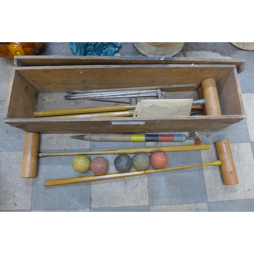 261 - A vintage Jaques croquet set, in case