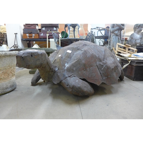 273 - A large metalwork tortoise garden figure