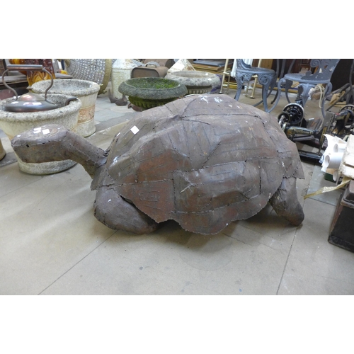 273 - A large metalwork tortoise garden figure