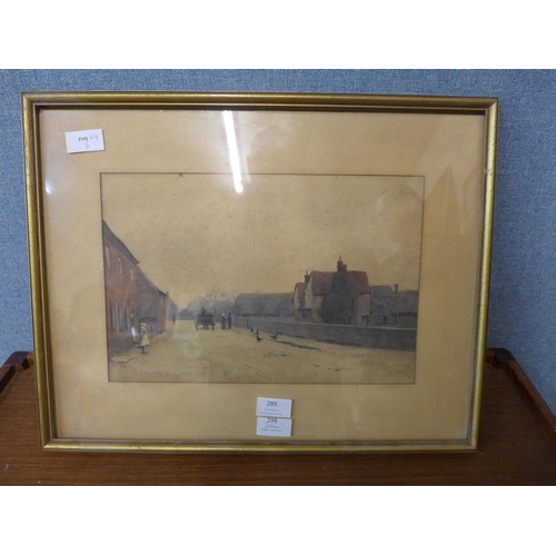 289 - Trythall Rowe, A Village Street, Berkshire, watercolour, framed