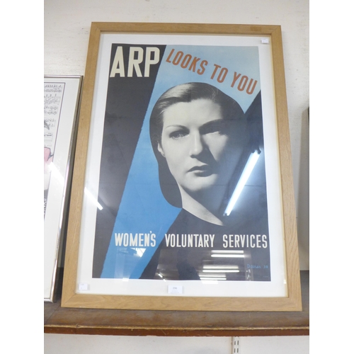 296 - An ARP Women's Voluntary Service poster, framed