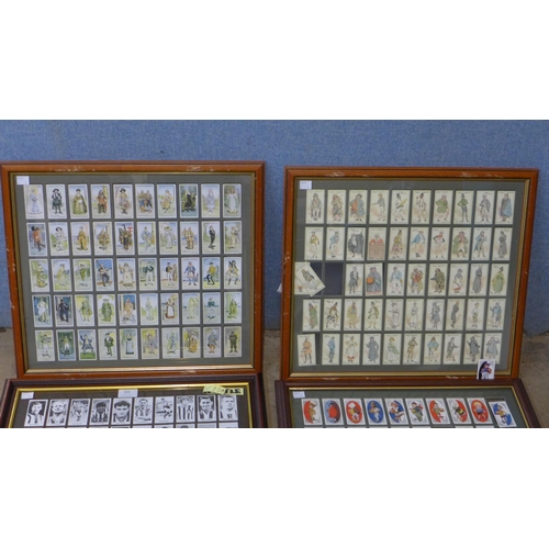 304 - Seven framed collections of cigarette cards including Derby and Grand National winners, etc.