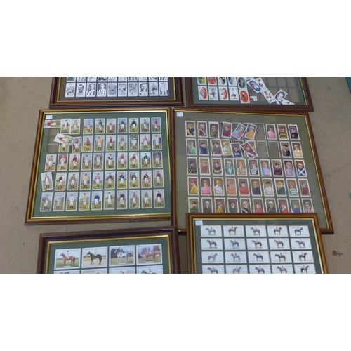 304 - Seven framed collections of cigarette cards including Derby and Grand National winners, etc.