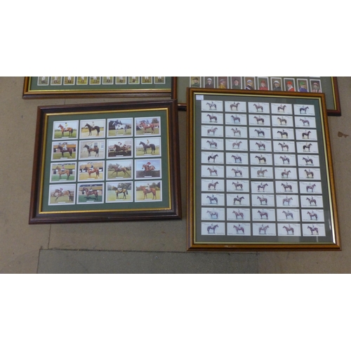 304 - Seven framed collections of cigarette cards including Derby and Grand National winners, etc.