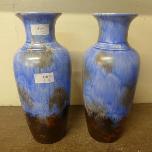 316 - A pair of studio pottery vases