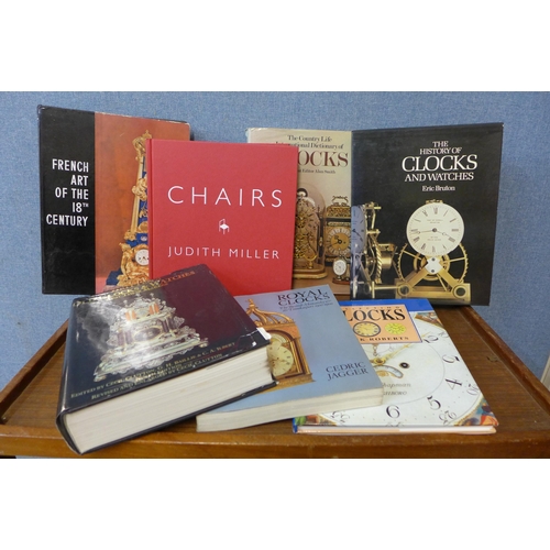 339 - Fourteen books, including clocks and watches, Judith Miller, chairs, French Art of the 18th Century,... 