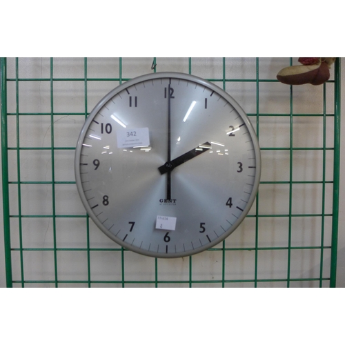 342 - A 1960's Gent of Leicester circular metal wall clock