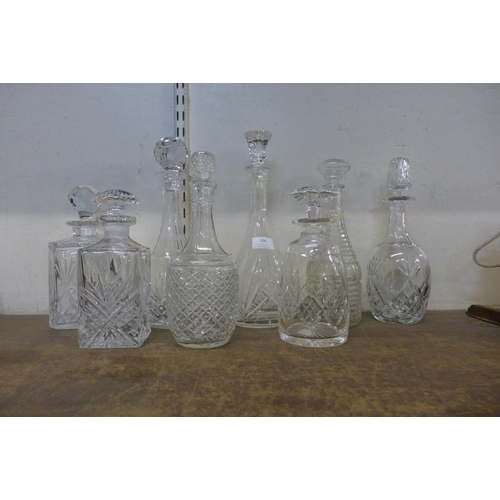 366 - Eight assorted glass decanters