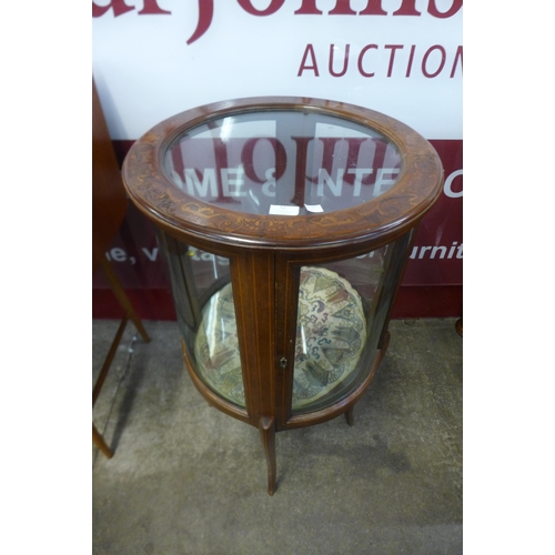 51 - An Edward VII inlaid mahogany cylindrical bijouterie table
